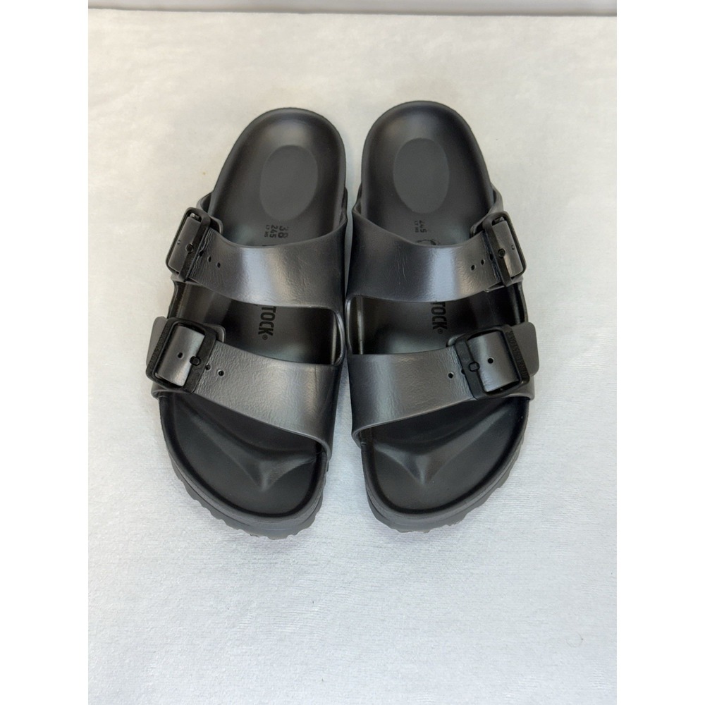 Birkenstock Arizona Essentials Women 7 Black Metallic EVA Sandals 0129423